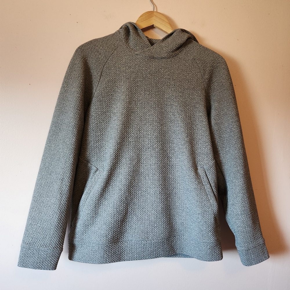 Lululemon At Ease Hoodie Heathered Gray Textured Knit Sweatshirt Mens Small - Picture 1 of 6